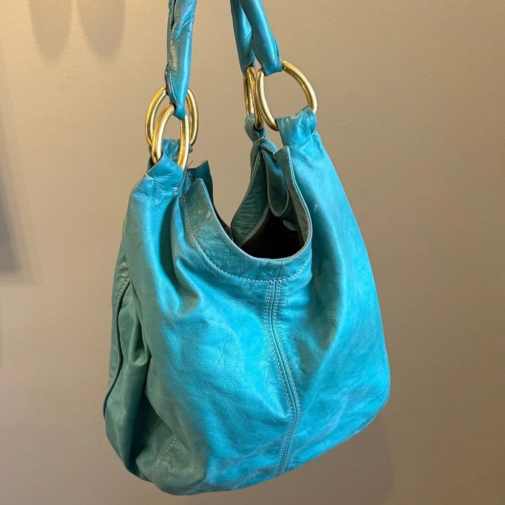 Miu Miu Turquoise Green Leather Tote Bag